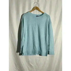 Talbots Sweater Womens Med Blue Drop Shoulder Crew Neck Soft Medium Weight Tunic